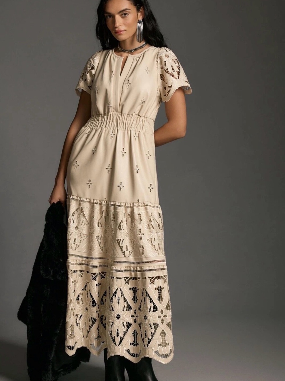 The Somerset Maxi Dress: Faux Leather Embroidered Edition from Anthropologie 2X